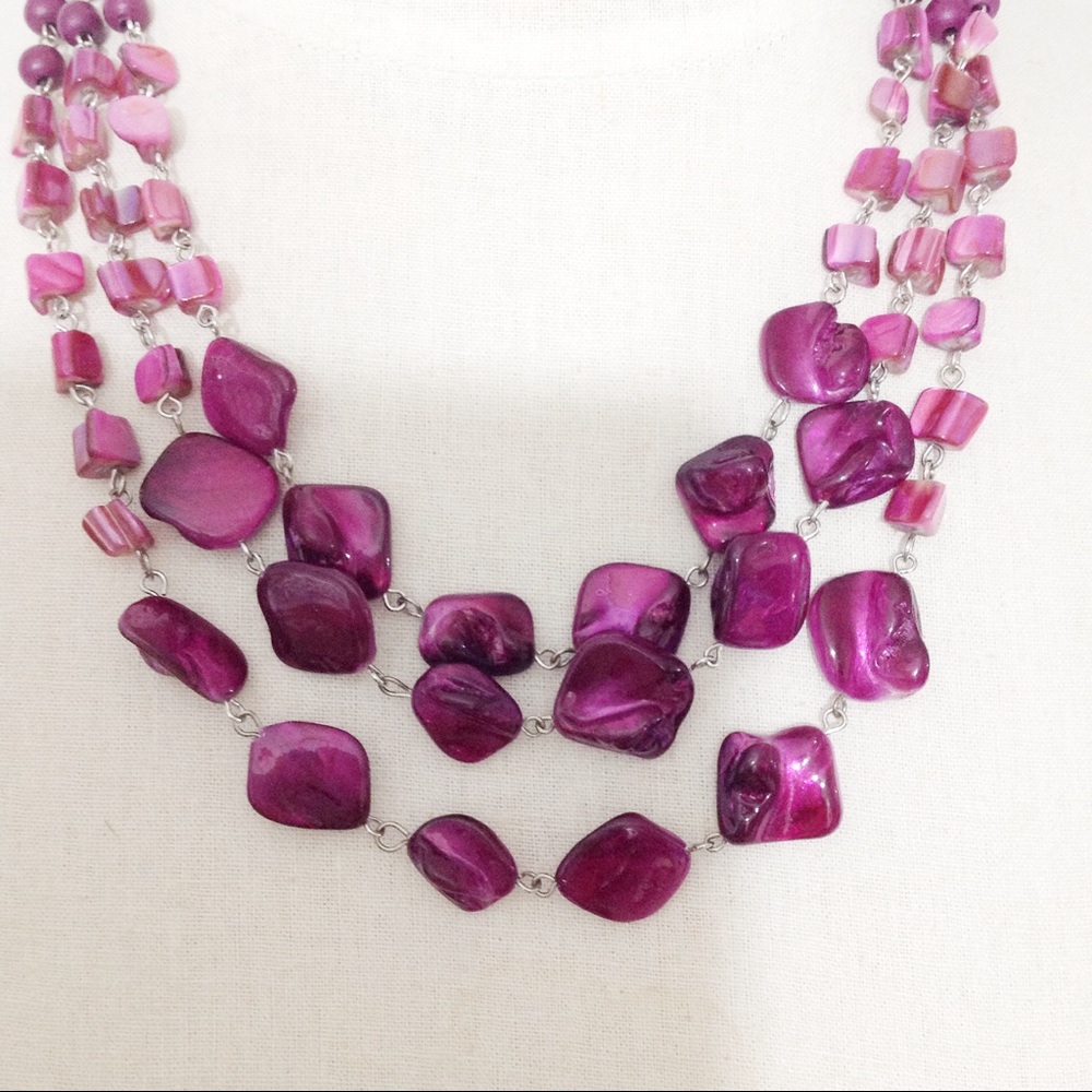 3-Strand Purple Shell Necklace - Picture 4 of 5